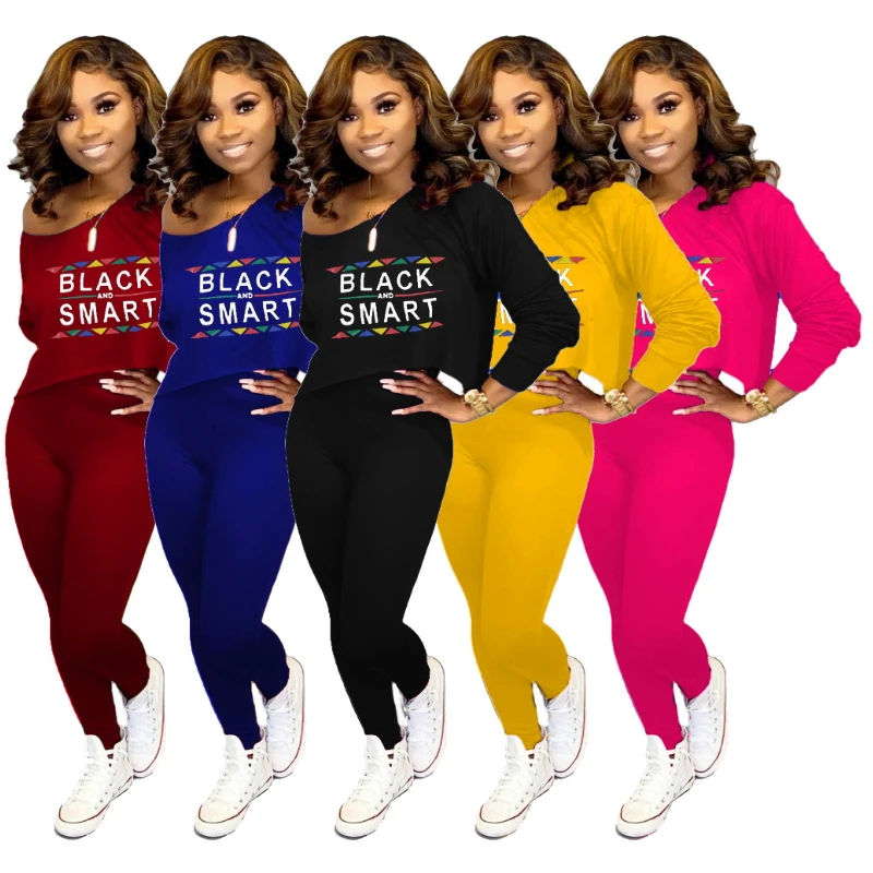 

Off Shoulder Letter Printed Cropped Crop Top And Pants Matching Sets Loose Sexy Casual Outfits For Women Activewear 2 Piece Set