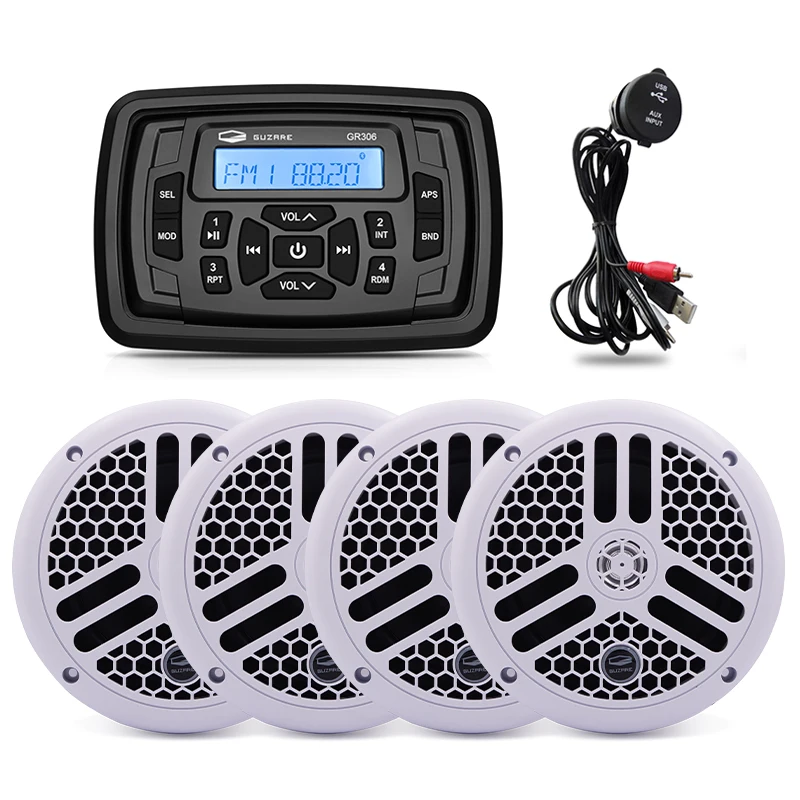 Waterproof Marine Boat Radio Audio Stereo Bluetooth MP3 Player+6.5" Marine Speaker++USB Audio