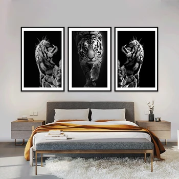 

Black And White Animal Tiger Canvans Painting Abstract Posters Prints Quadros Wall Art Picture Living Room Home Decor Cuadros