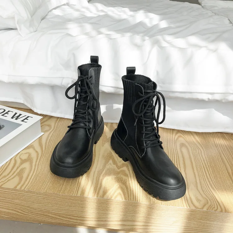 Осенние ботинки; женские ботинки из натуральной кожи; женские ботильоны с перекрестной шнуровкой; Женская обувь черного цвета на молнии спереди; botas mujer