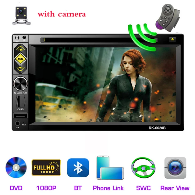 $US $67.98 6.2'' 2 Din Car Radio Bluetooth FM MP5 DVD CD Stereo Multimedia Player 2DIN Mirror Link AUX/USB/SD/