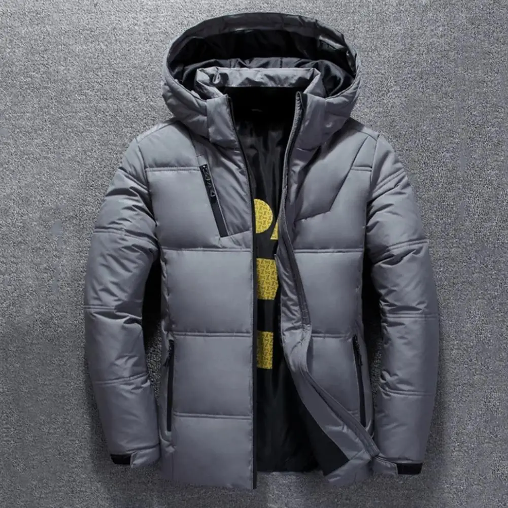Men Down Coat Hooded Printed Inseam Highly Warm Leisure Winter Jacket Down Coat for Skiing
