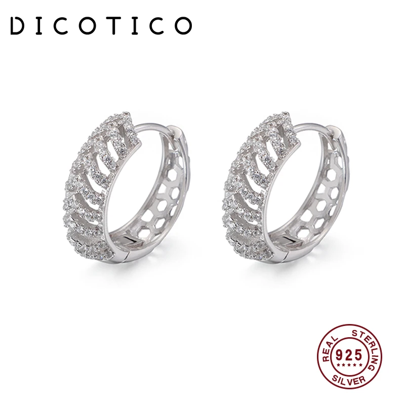 

DICOTICO Round Creative Mini Hoop Earrings Women Bohemia 925 Sterling Silver Ear Femme Wedding Engagement Jewelry