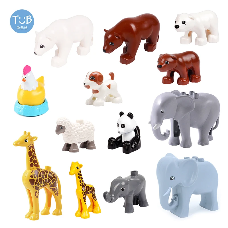 Строительные блоки Duploed с животными игрушка медведь панда слон жираф овечка