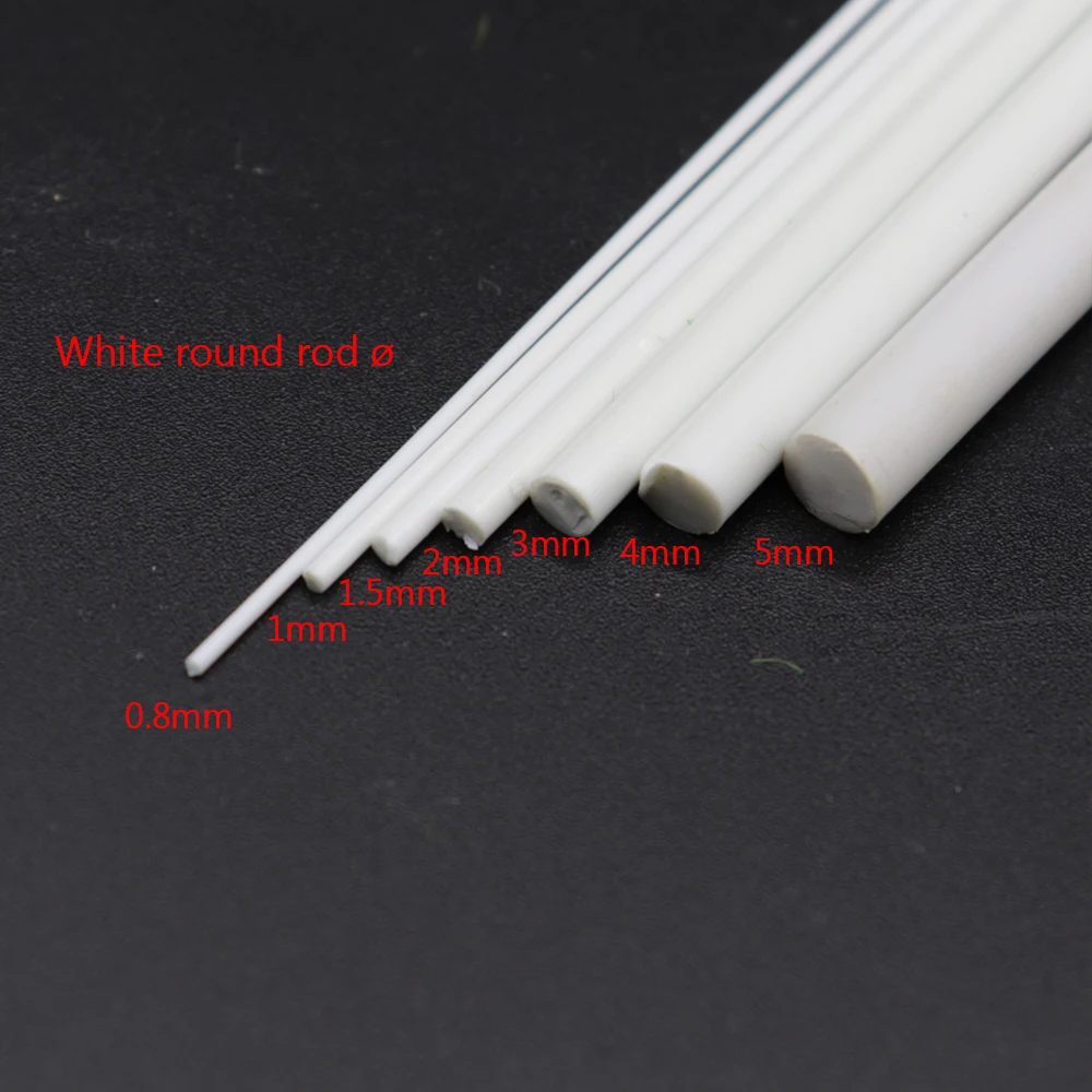 DIY ABS 원형 막대 직경 0.8mm-5mm 건축 건축 자재 모델 제작 키트, 시뮬레이션 집 레이아웃 길이 50cm