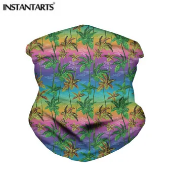 

INSTANTARTS Outdoor Riding Face Cycling Head Scarf Palm Tree Rainbow Pattern Neck Warmer Sport Face Scarves 2020