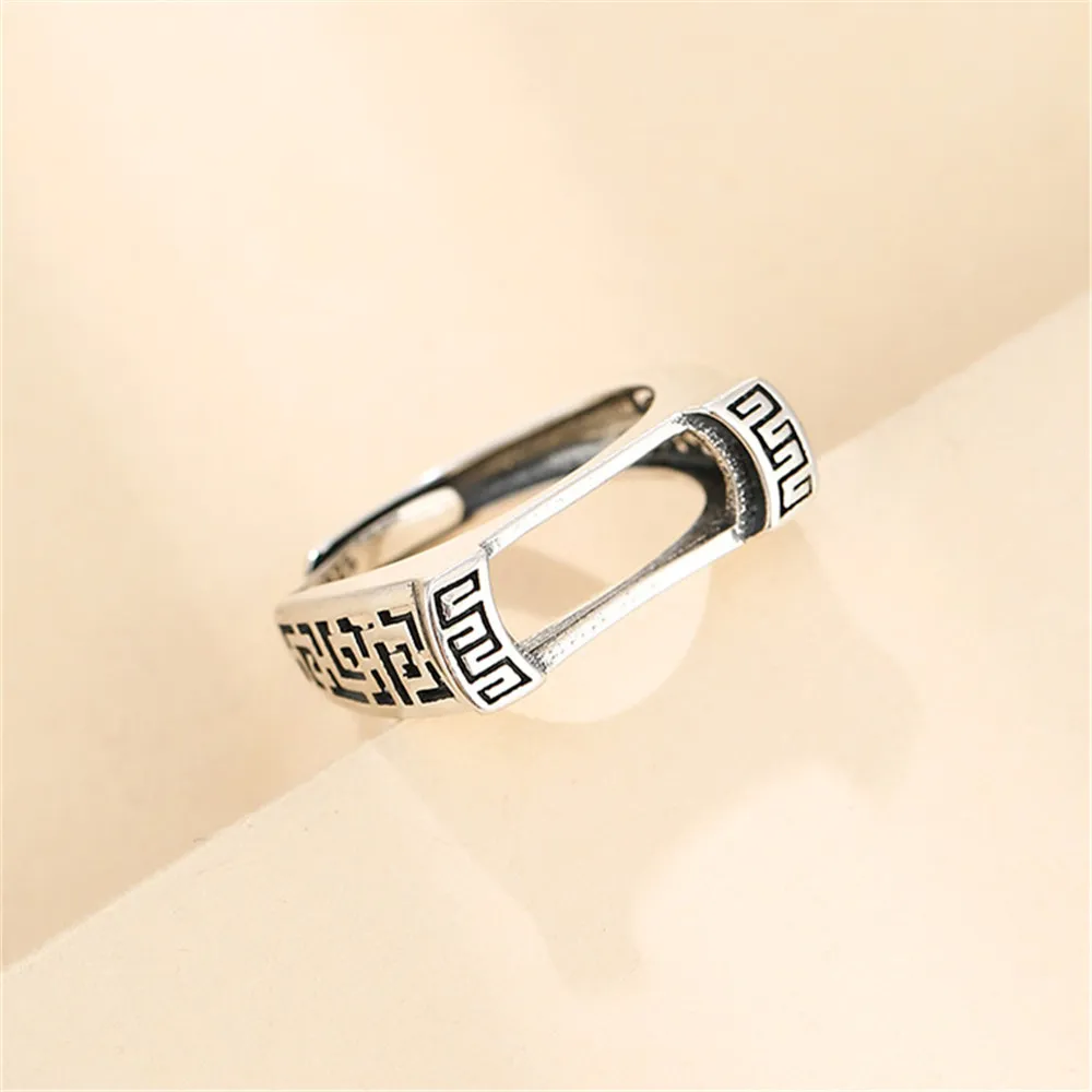 Ring Blank for 5x12mm/6x13mm/7x15mm/8x17mm Saddle Cabochons Thai Sterling Silver Adjustable Band Ring Setting SR0009