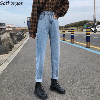 

Jeans Women Denim All-match Ankle-length Pant for Womens Students Korean Style High Waist Go Out Classic Fashionable Simple New