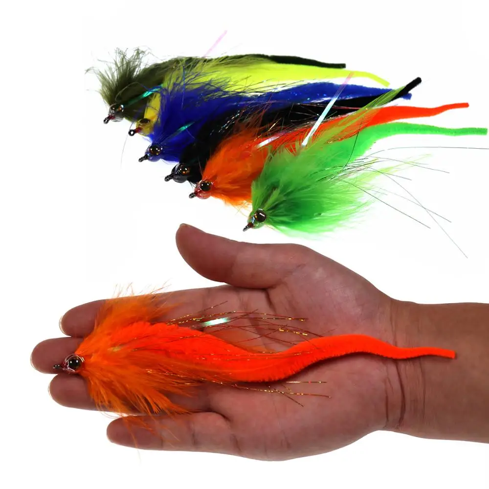 

Bimoo 2PCS 2/0 Dragontail Fly for Bass or Muskie Fishing Lures for Big Game Fly Fishing Streamer Fly