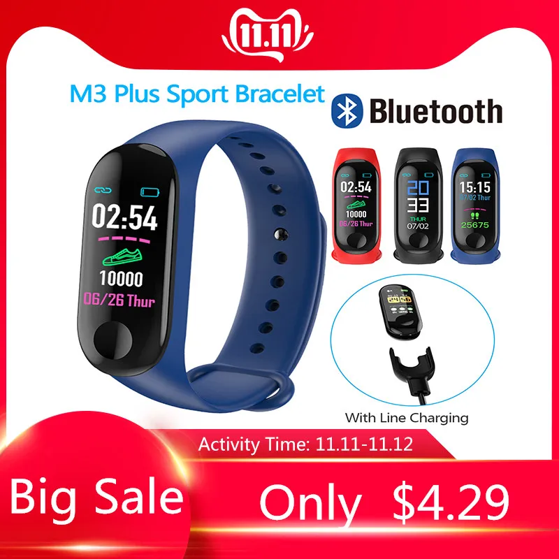 

Running Pedometer M3 Plus Blood Pressure Monitor Heart Rate Fitness Tracker Smart Bracelet Step Counter Waterproof Pedometers