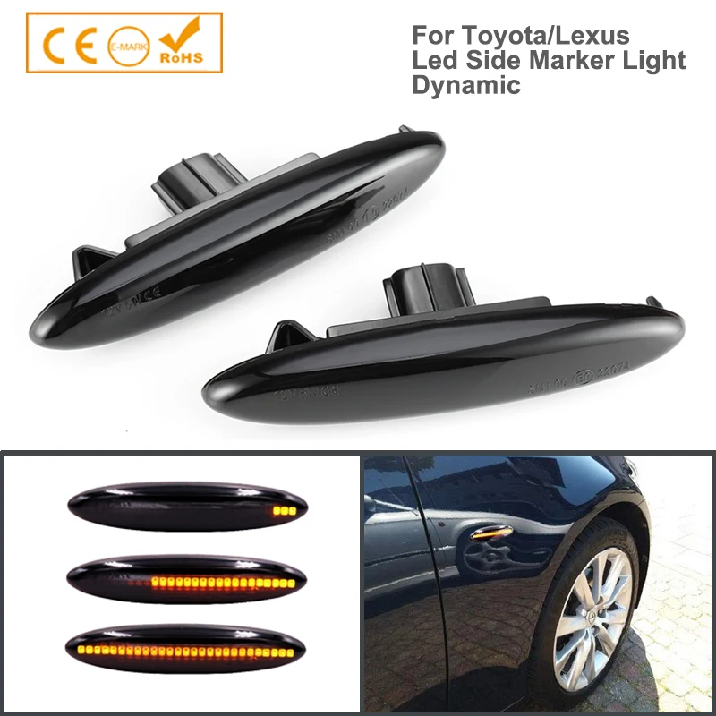 

2PCS Led Dynamic Side Marker Turn Signal Light For Lexus IS250 IS350 SC430 Toyota Highlander MARK X REIZ CROWN UZZ40