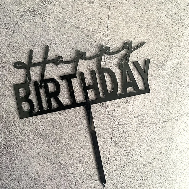 New Arrivals Rose Gold Acrylic Happy Birthday Cake Topper Kids Favors Children Gifts Cake Decoration Decorating Party Supplies BK4