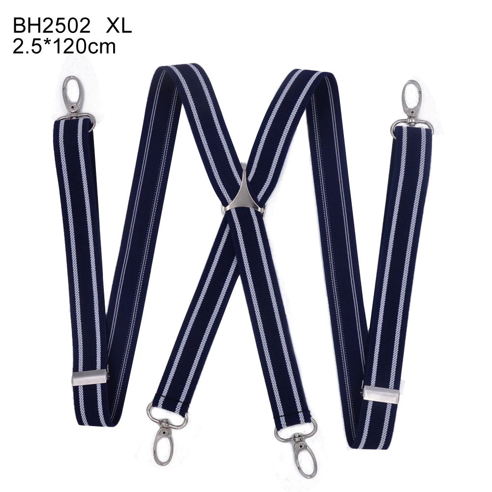 120cm larger  hook black colored cross men's  suspenders for men 2.5cm tall women's pants with adjustable suspender gray