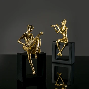 

MUSIC MAN GOLDEN PLATING DESKTOP ORNAMENT CREATIVE HOME ACCESSORIES RESIN BEDROOM FURNISHING, BEST GIFT R108