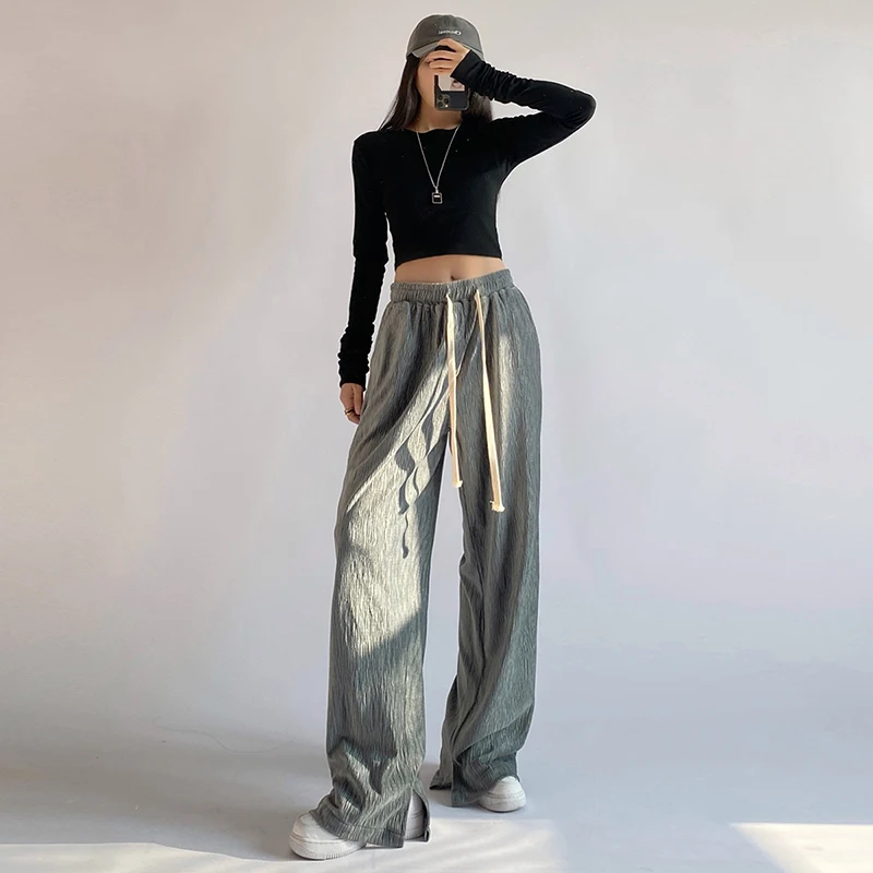 Women Pants Spring Lady Long Trousers 2022 New Autumn Solid Loose High Waist Pant Female Pants Streetwear bell bottom jeans