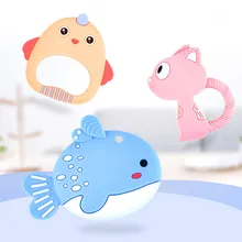 Grau alimentício Dentição Brinquedo Do Bebê Mordedores de Silicone BPA Livre de Roedores Animal Peixe Gato Anel Mordedor Bebê Silicone Beads DIY Cadeia crianças(China)