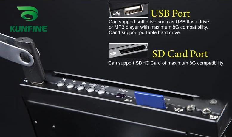 KUNFINE автомобиль Половина DIN dvd-плеер USB ридер автоматически перемещается 1/2 на DVD-600