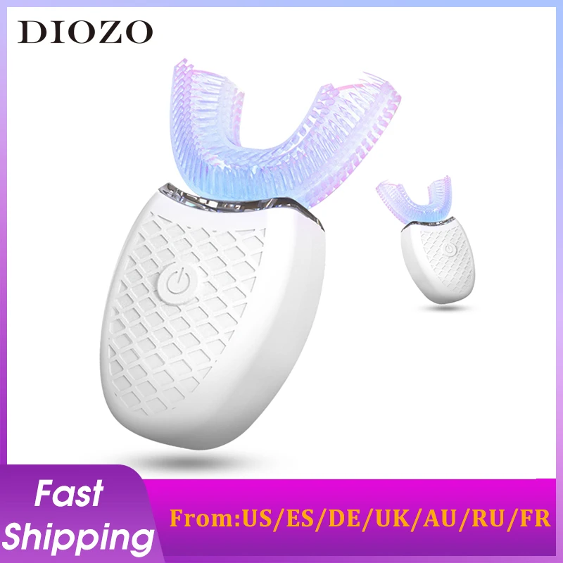 DIOZO-cepillo de dientes eléctrico sónico automático, recargable por USB, limpiador dental de silicona de 360 grados, luz azul