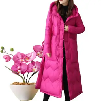 

2020 women's down jacket women s long over the knee lightweight retro Chinese fat mm women s loose cape coat