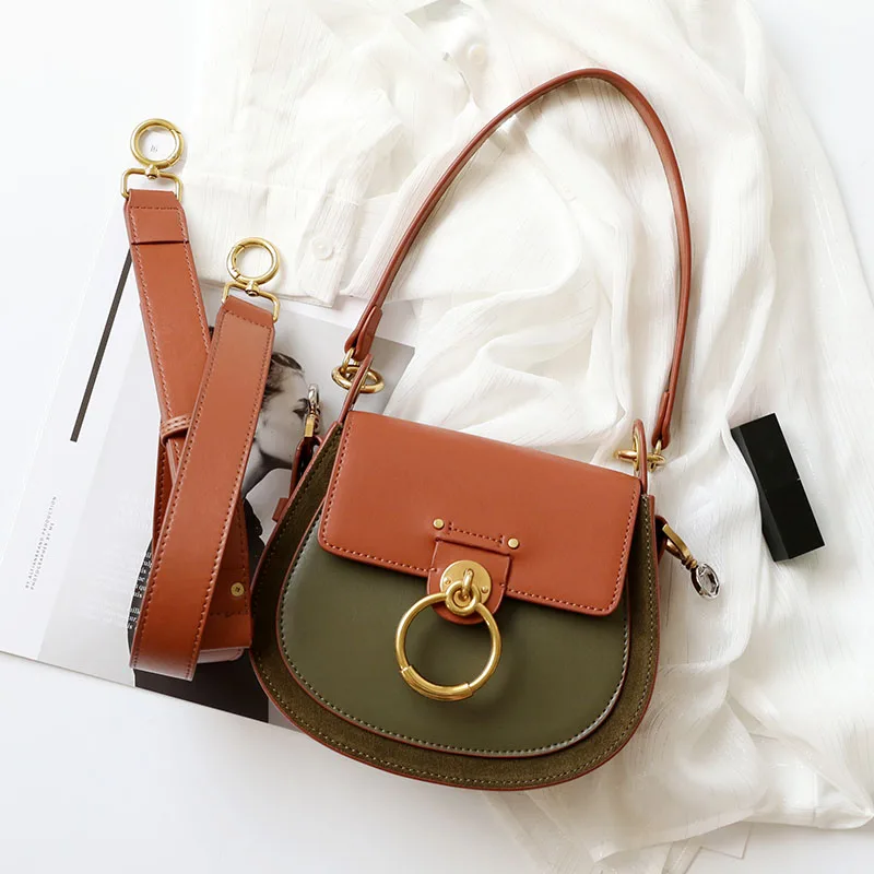 Женская сумка через плечо, натуральная кожа+ замша, сумка-мессенджер, роскошный фирменный дизайн, сумки через плечо
