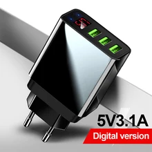 Универсальный 3 порта USB зарядное устройство адаптер Быстрая зарядка светодиодный 5 В/3.1A QC3.0 аксессуары для домашнего телефона/планшета iPhone USB настенное зарядное устройство