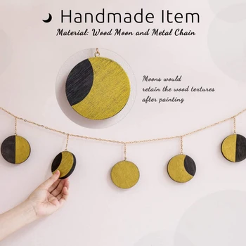 

Moon Shining Phase Garland Decoration Chains Boho Gold Wall Hanging Ornaments Convenient Home Daily Necessities