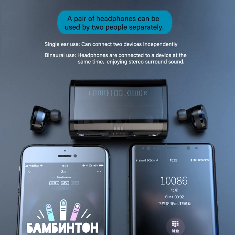 TWS G06 9D стерео объемный звук Bluetooth 5,0 наушники водонепроницаемые настоящие беспроводные наушники бинауральные наушники с шумоподавлением