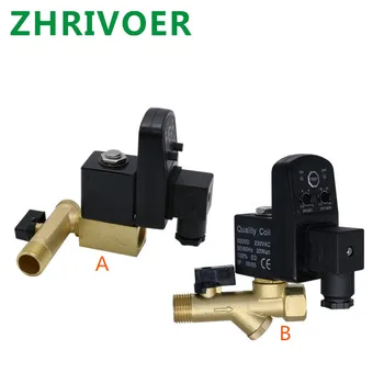 

1 pcs automatic Pneumatic for Water Oil Air Time control AC220V DC24V opt-A opt-B Timing Drain valve Electric Solenoid Valve 1/2