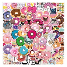 

10/30/50/100pcs Cute Pink Donut Graffiti Stickers Cartoon Aesthetic Decals Diary Phone Scrapbook Laptop Sticker for Girls Kids