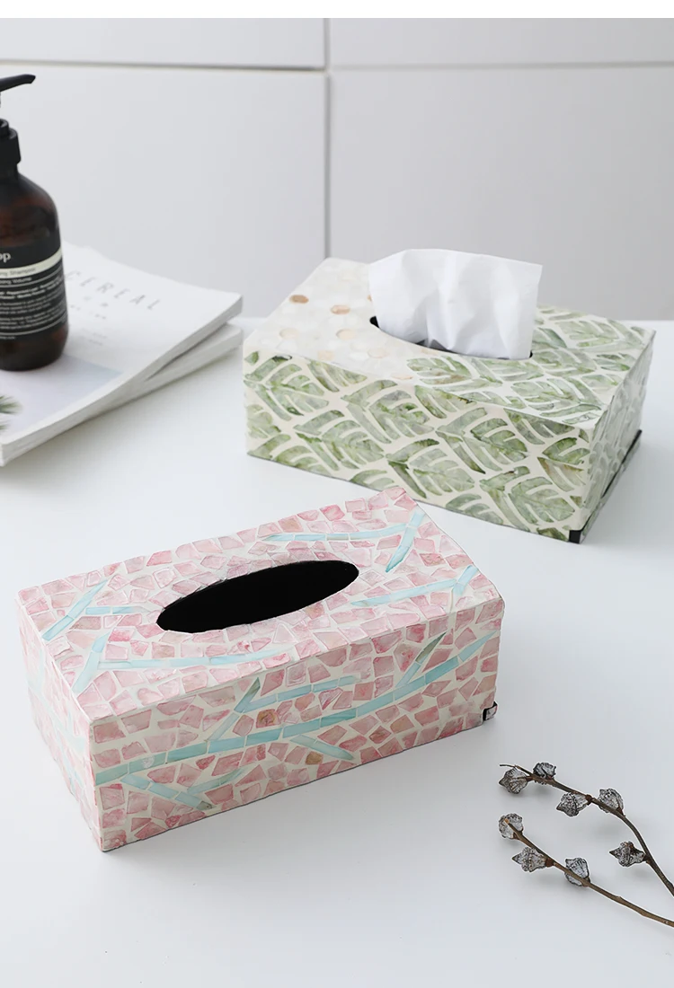  Caja de pañuelos rectangular de piel sintética para pañuelos  faciales para oficina en casa (color caoba) : Hogar y Cocina