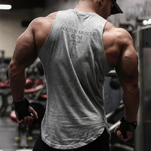 Muscle Dr. Brothers летний спортивный жилет без рукавов для фитнеса для мужчин, чистый хлопок, тренировочный костюм для бега