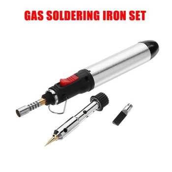 

4-In-1 Cordless Butane Gas Soldering Iron Kit Temp Adjustable Welding Torch Tool Soldering Iron Pen+Welding Tip+Hot Cutter Head