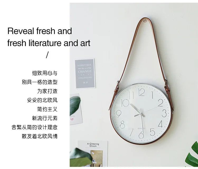 30cm Modern Decor Minimalist Belt Clocks Living Room Wall Fashion Soft Decorations Grill Bar Cafe Wall Atmospheric Wall Clock