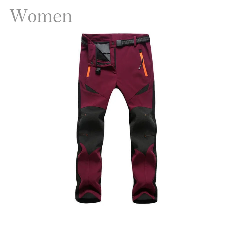 Women Red Pants TWTOPSE, зимние велосипедные штаны для мужчин и женщин, водонепроницаемые, термальные, спортивные брюки, MTB велосипед, велосипедные штаны, ветрозащитная Теплая Флисовая одежда - Цвет: Women Red Pants