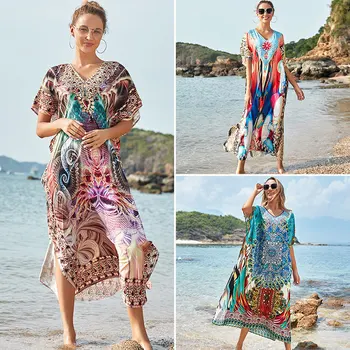 

Summer Beach Dress For Woman Bikini With Bojo Cover-Ups New Loose Big Size Skirt Swimsuit Cover Up Leopard Acetate Fmzxg Bather