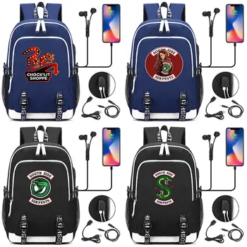 

Fashion New Serpents Pop's chock lit shoppe Riverdale USB Boy Girl Book School bag Women Teenagers Men Laptop Backpack Packsack