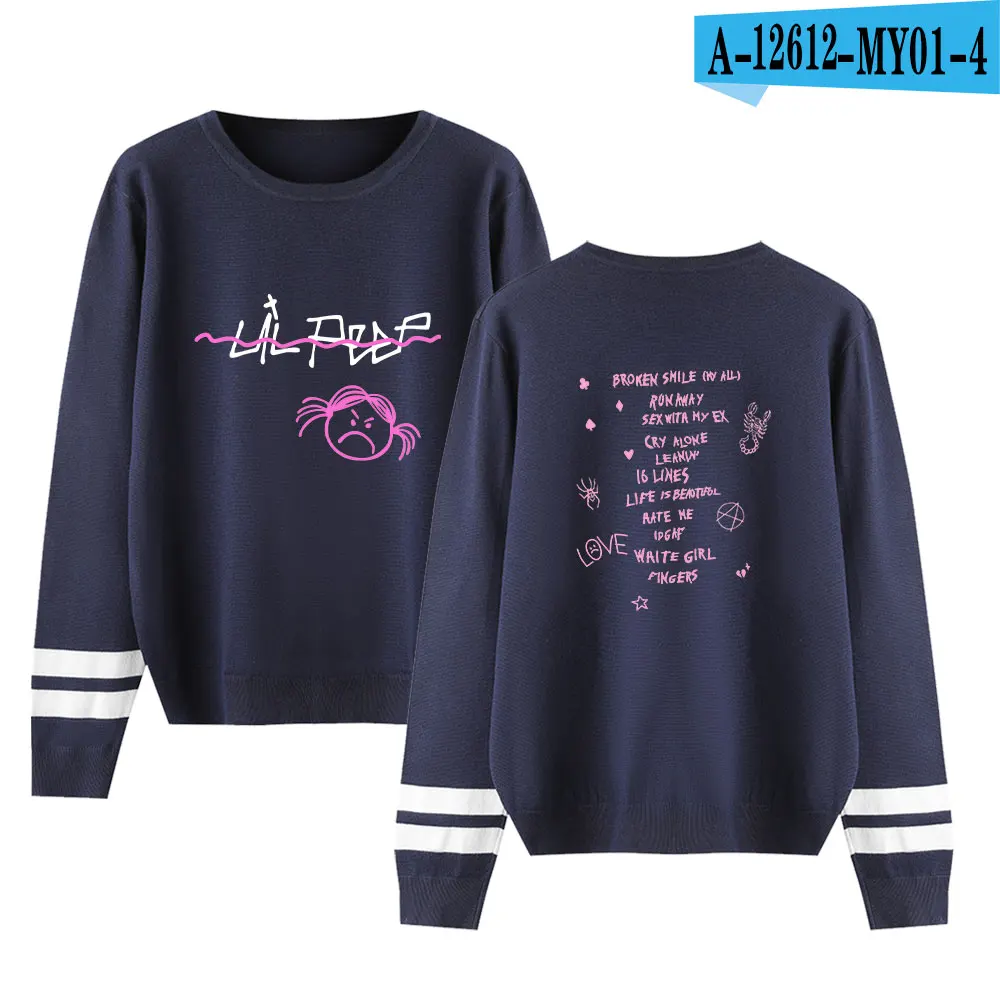 navyblue Lovers вязаный свитер Lil открытый классический принт o-образным вырезом свитер популярный длинный рукав повседневный Унисекс Пуловер женский осенний свитер - Цвет: navyblue