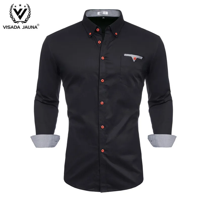 

VISADA JUANA 2019 Mens Long Sleeve Dress Shirt High-quality Male Casual Regular-fit Tops Button Down Shirts Y69
