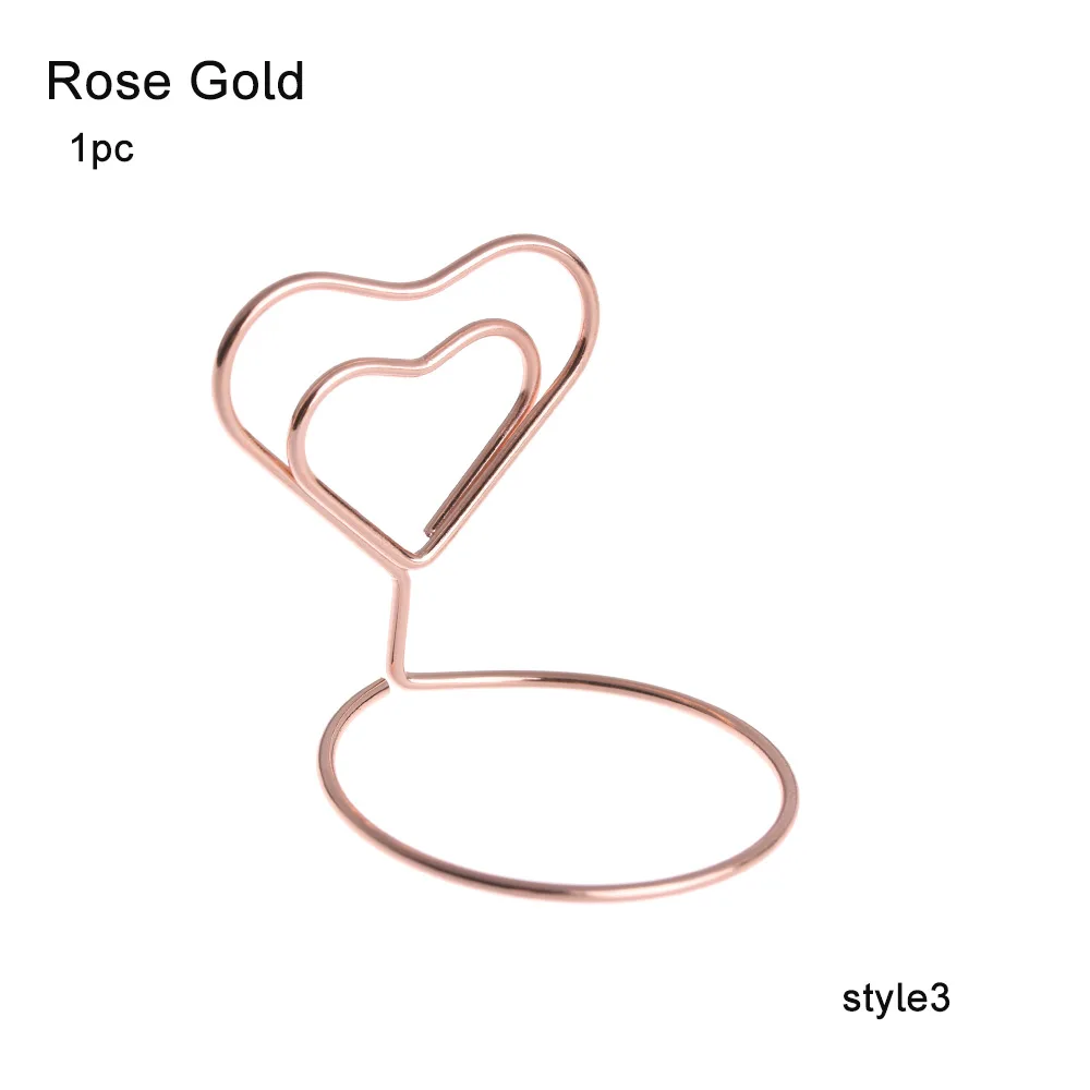 Rose Gold3 1 шт. романтическое кольцо в форме сердца металлический зажим для фото Настольный держатель карточки с именем гостя Свадебная вечеринка Настольный украшения для дома - Цвет: Rose Gold3