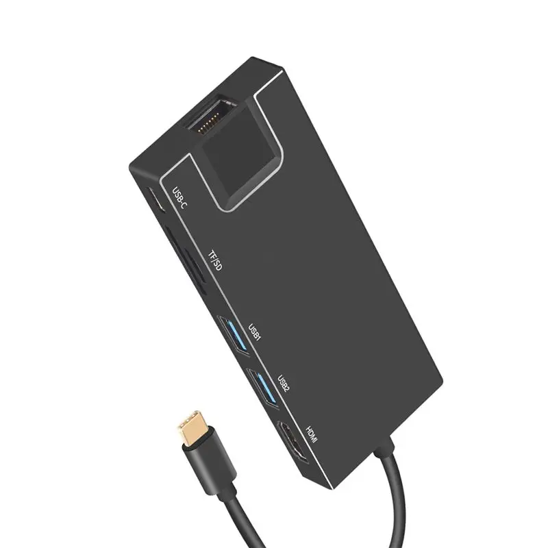 7 в 1 многофункциональная док-станция типа C к Hdmi + 2 порта Usb 3,0 Sd/Tf кардридер гигабитный сетевой порт Pd концентратор док-станция Stati