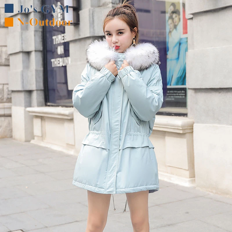 

Outdoor Winter Warm White Duck Down Jacket Women Windproof Mink Fur Collar Medium Long Jacket Multi-pocket Fashion Thick Jackets