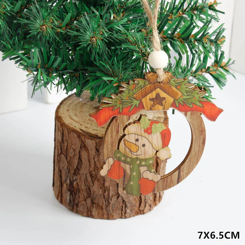 Новогодняя натуральная Деревянная Рождественская елка орнамент деревянная подвеска Рождественский подарок Noel Рождественское украшение для дома Navidad Deco - Цвет: Snowman