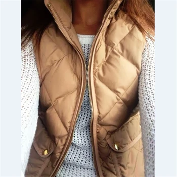 

2020 Women Winter Vests Coats Jackets Ladies Waistcoats Slim Sleeveless Pockets Coat Outerwear Cardigans Casual Tops