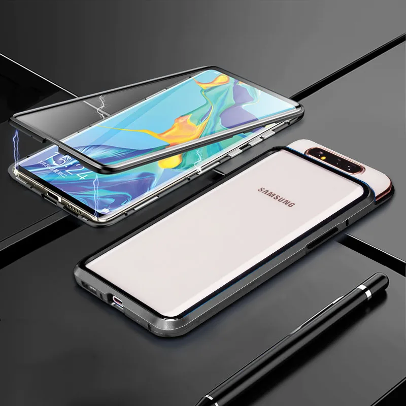 Чехол для Samsung Galaxy A80 360 градусов двухсторонний из закаленного стекла