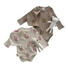 Autumn Baby Bodysuit Cute Bear Suit with Hat Full Sleeve One Piece Infant Outfit