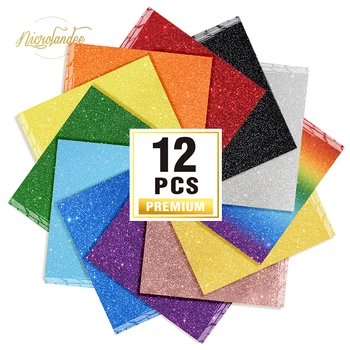 

NICROLANDEE Glitter Heat Transfer Vinyl Rainbow Vibrant Colors for Heat Press Machine Or Home Iron DIY T-Shirts Vinyl Projects