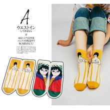 1 пара забавных японских Хлопковых Носков для девочек цветные носки с рисунками из мультфильмов чулочно-носочные изделия средней длины Носки для коньков