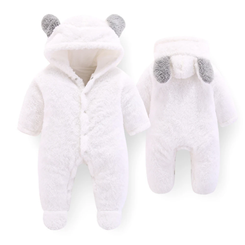 Детский флисовый комбинезон; зимний комбинезон для новорожденных девочек и мальчиков; зимний теплый комбинезон для младенцев; верхняя одежда; пижамы; одежда для подвижных игр - Цвет: white