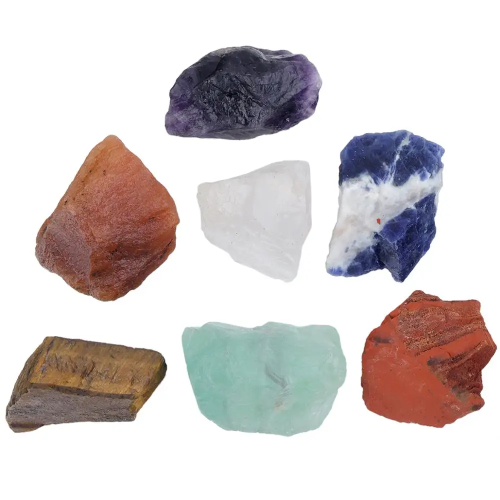 TUMBEELLUWA 7 Chakra Stone Raw Stone Selenite Wand Healing Crystal Kit Reiki,Yoga,Meditation,Wicca,Therapy