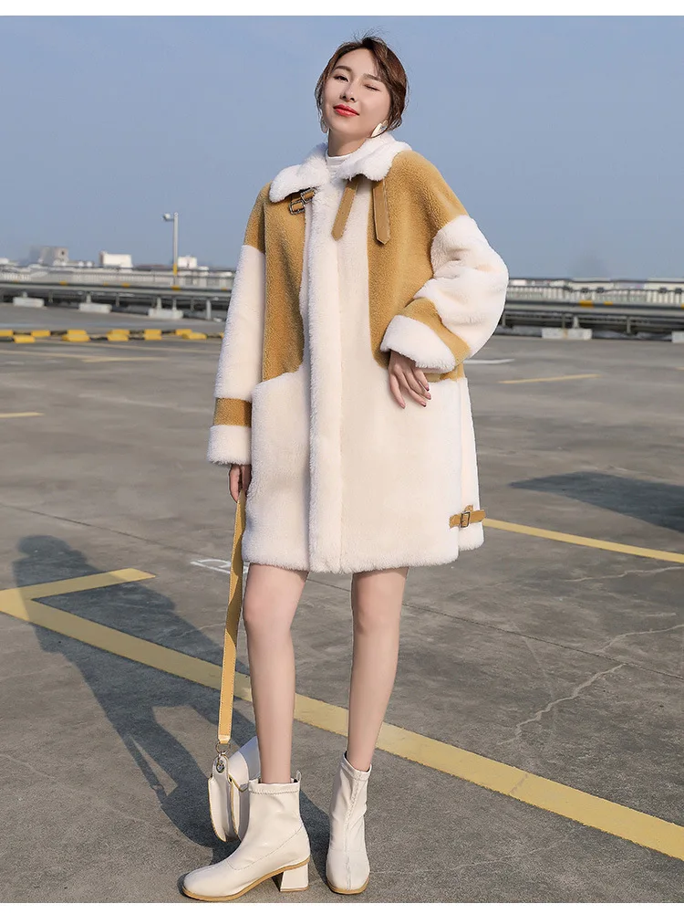 Зимнее кашемировое пальто из овечьей шерсти, Женская куртка больших размеров, кардиган на молнии, женские длинные пальто, мягкая верхняя одежда, уличная Корейская одежда